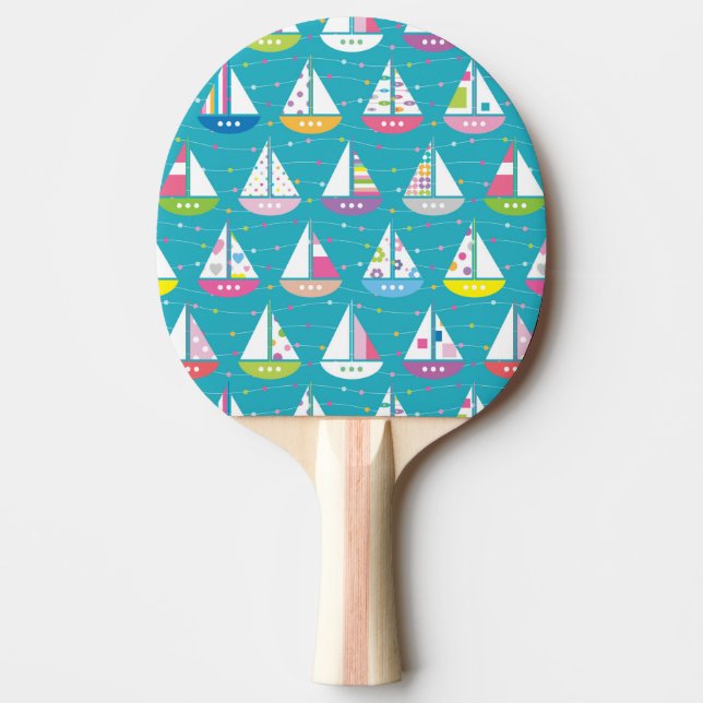Raquette De Ping Pong Motif de bateau à voile Pastel (Devant)