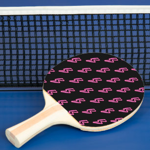 Raquette De Ping Pong Motif de boulon à éclair de néon rose