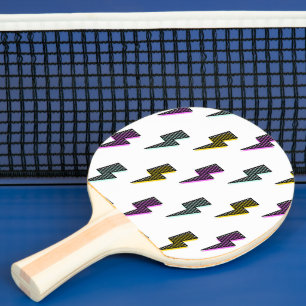Raquette De Ping Pong Motif de boulon de foudre Neon vintage