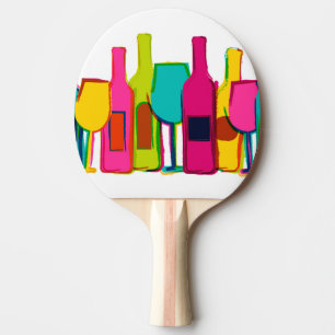 Raquette De Ping Pong Motif de bouteilles de vin colorées mignonnes