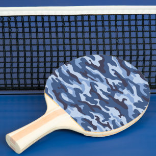 Raquette De Ping Pong Motif de camouflage bleu foncé