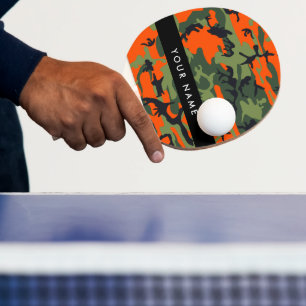 Raquette De Ping Pong Motif de camouflage orange, Votre nom, Personnalis