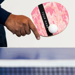 Raquette De Ping Pong Motif de camouflage rose, Votre nom, Personnaliser