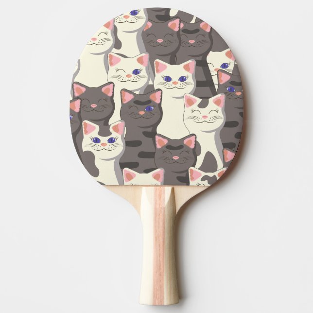 Raquette De Ping Pong Motif de chats blancs et gris (Devant)
