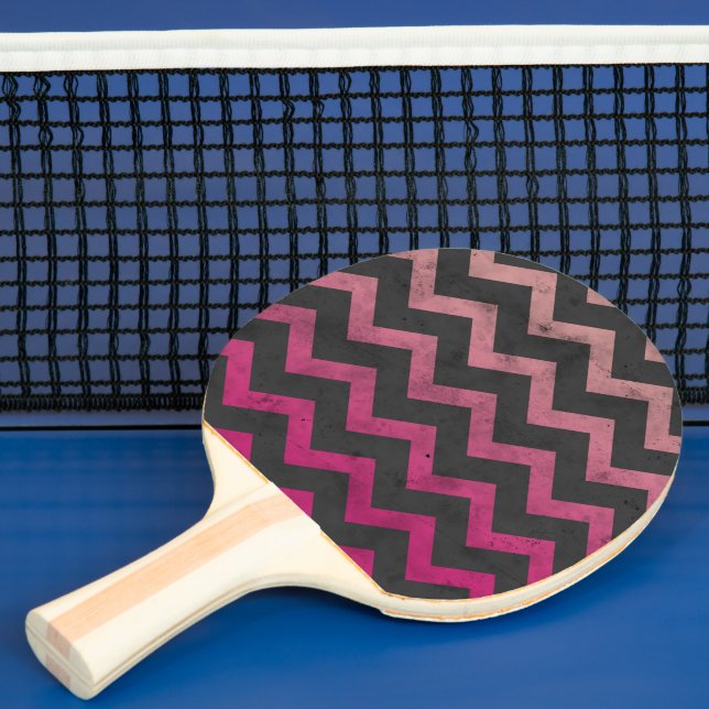 Raquette De Ping Pong Motif de chevron gris foncé rose magenta (Insitu)