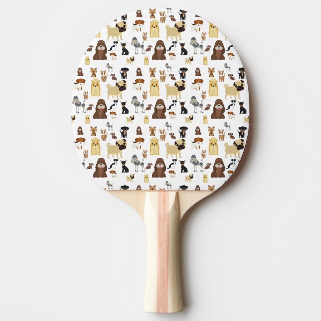 Raquette De Ping Pong motif de chiens arrière - plans blancs. (Devant)