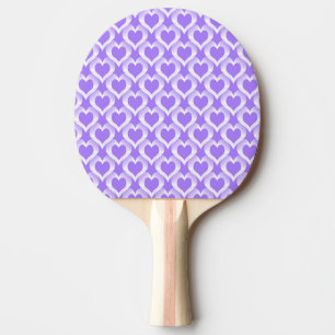 Raquette De Ping Pong Motif de cœurs blancs violets