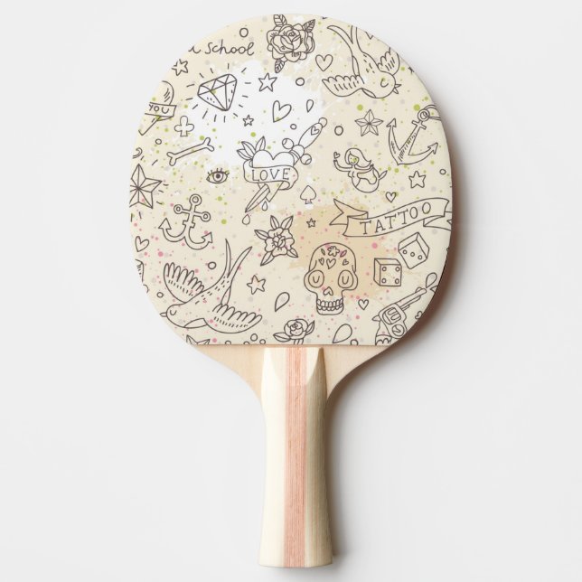 Raquette De Ping Pong Motif de concept de tatouage (Devant)