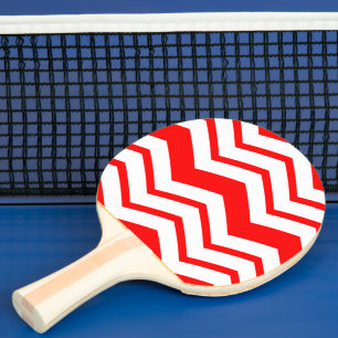 Raquette De Ping Pong Motif de conception en chevron zigzag blanc rouge