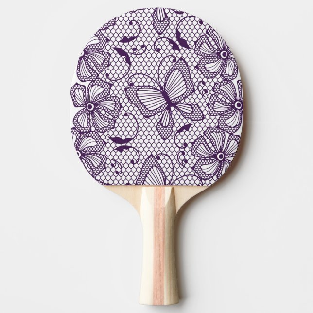 Raquette De Ping Pong Motif de dentelle avec des papillons (Devant)