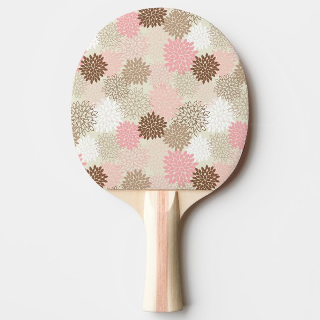 Raquette De Ping Pong Motif De FEMME Rose Et Brown (Devant)
