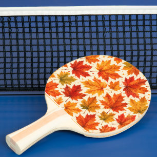 Raquette De Ping Pong Motif de feuilles d'érable d'automne   Feuille rou