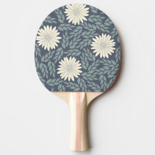 Raquette De Ping Pong Motif de feuilles florales bleues et blanches mode