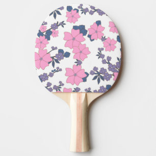 RAQUETTE DE PING PONG MOTIF DE FLEUR ROSE ET VIOLET