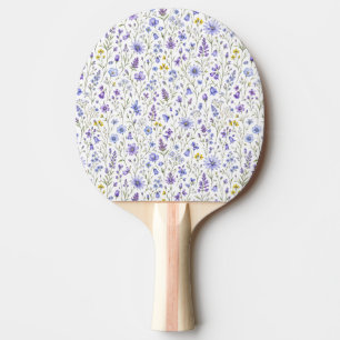 Raquette De Ping Pong Motif de fleur sauvage à l'aquarelle bleu violet j
