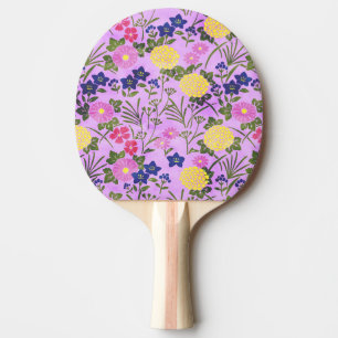Raquette De Ping Pong Motif de fleur vintage violet joli