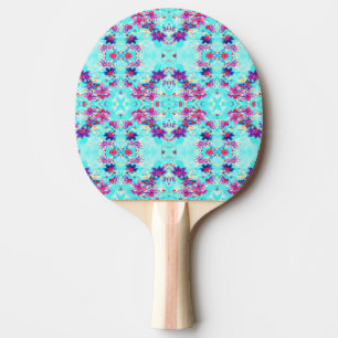 Raquette De Ping Pong Motif de fleur violette mignonne et féminine sur b