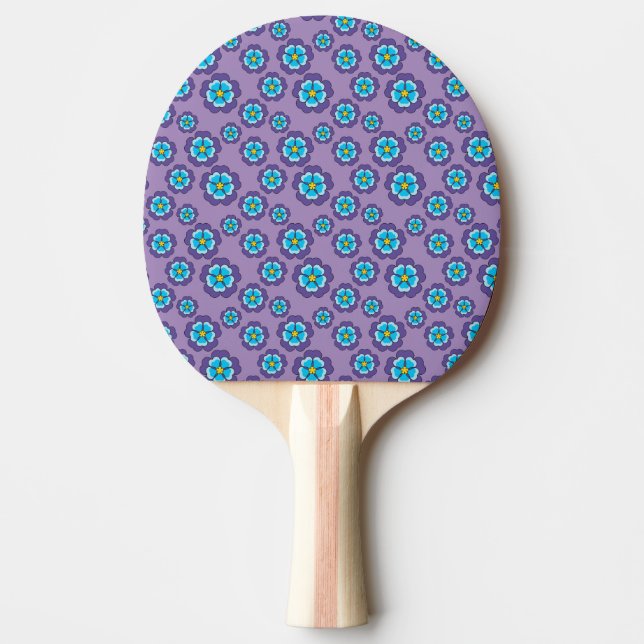 Raquette De Ping Pong Motif de fleurs bleu violet (Devant)