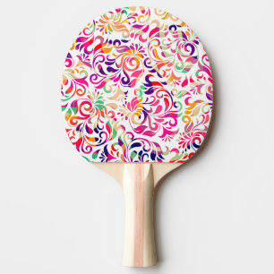 Raquette De Ping Pong Motif de fleurs coloré classique mignon