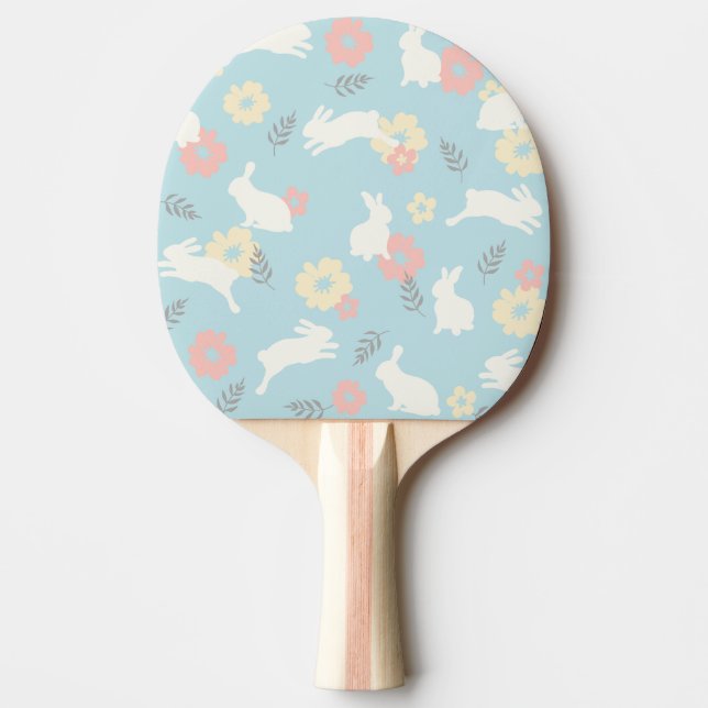 Raquette De Ping Pong Motif de fleurs de lapins mignons (Devant)