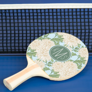 Raquette De Ping Pong Motif de fleurs de maman du jardin blanc