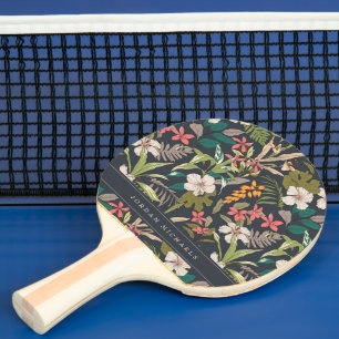 Raquette De Ping Pong Motif de fleurs tropicales colorées