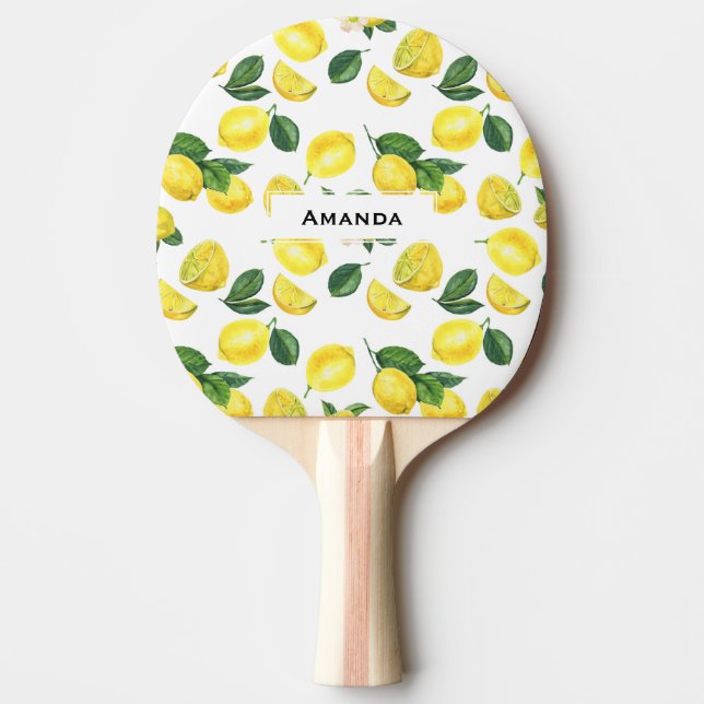 Raquette De Ping Pong Motif de fruits aux citrons jaunes (Devant)