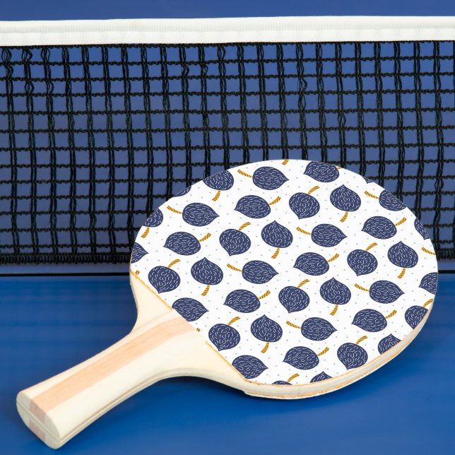 Raquette De Ping Pong Motif de fruits de la bombe Abstraite bleue marine (Insitu)
