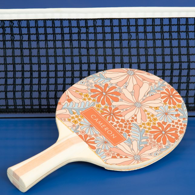 Raquette De Ping Pong Motif de jardin à fleurs rétro (Insitu)