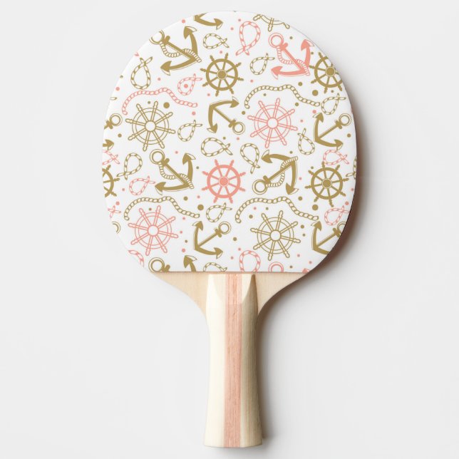 Raquette De Ping Pong Motif de la Ancre d'or (Devant)