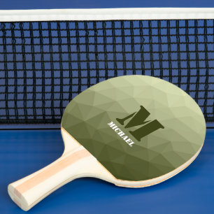 Raquette De Ping Pong Motif de maillage géométrique vert clair de l'armé