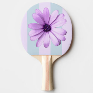Raquette De Ping Pong motif de marguerite rayée de bleu et de violet