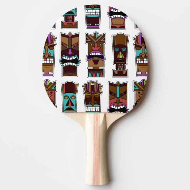 Raquette De Ping Pong Motif de masques de Tiki (Devant)