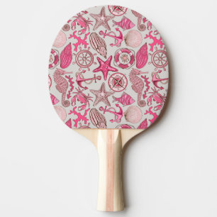 Raquette De Ping Pong Motif de mer rose