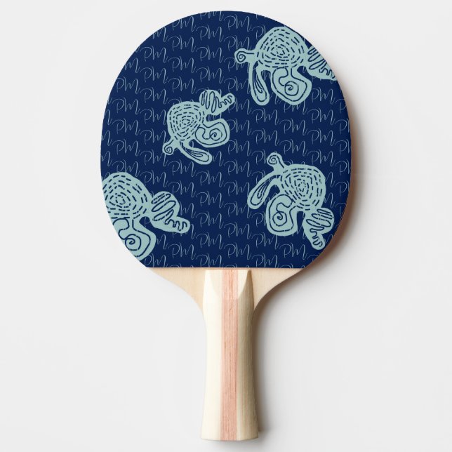 Raquette De Ping Pong Motif de monogramme abstrait (Devant)