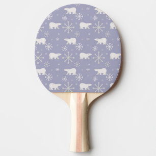 Raquette De Ping Pong Motif de Noël avec ours polaires et flocons de nei