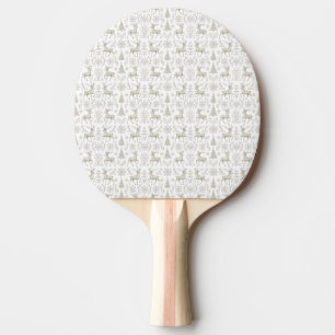Raquette De Ping Pong Motif de Noël moderne rustique, argent/blanc