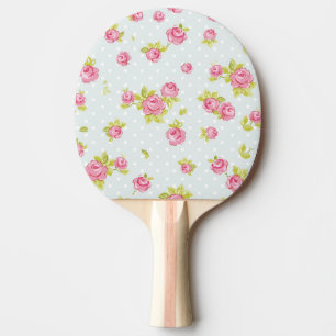 Raquette De Ping Pong Motif de papier peint d'élégance des roses roses 4