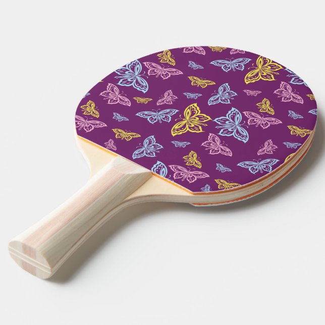 Raquette De Ping Pong Motif de papillon coloré (Devant Angle)