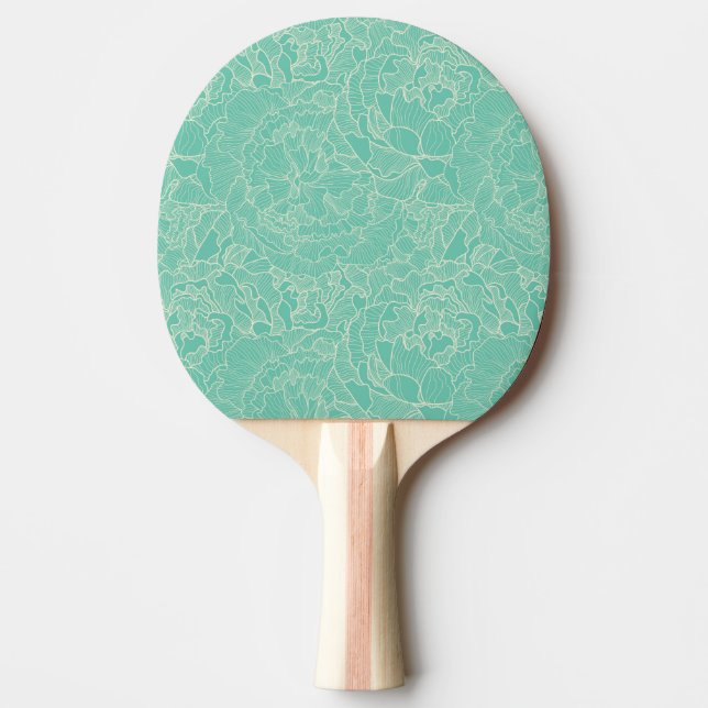Raquette De Ping Pong Motif de pivoine de turquoise (Devant)