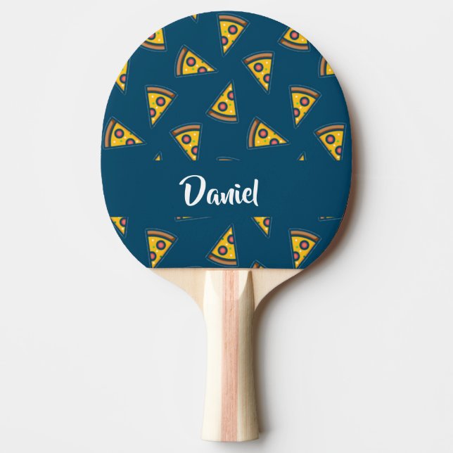 Raquette De Ping Pong Motif de pizza bleu (Devant)