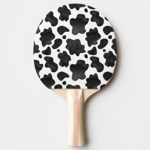 Raquette De Ping Pong Motif de points de vache Poster de animal noir et