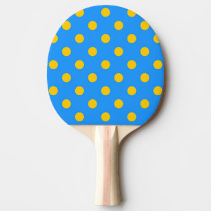 Raquette De Ping Pong Motif de points jaunes sur fond bleu