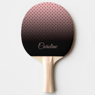 Raquette De Ping Pong Motif de points noirs et Roses