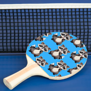 Raquette De Ping Pong Motif de Raton Laveur Bleu