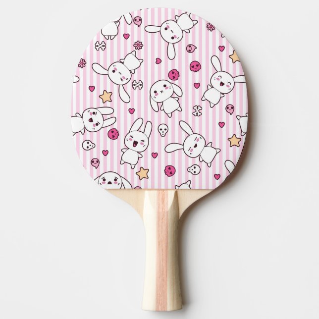 Raquette De Ping Pong motif de rayures de kawaii (Devant)