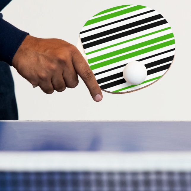 Raquette De Ping Pong Motif de rayures vert noir blanc  (Insitu)