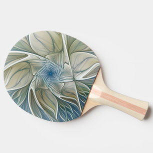Raquette De Ping Pong Motif de rêve floral Abstrait Bleu Kaki Fractal