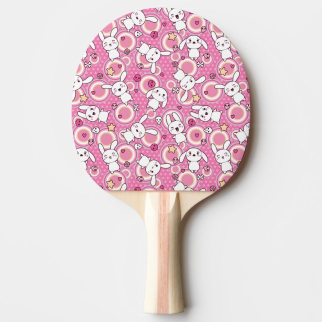 Raquette De Ping Pong motif de rose de kawaii (Devant)