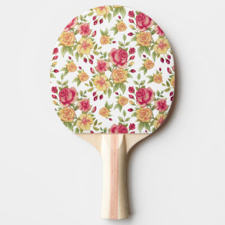 Raquette De Ping Pong Motif de roses rouges et jaunes et de boutons de r